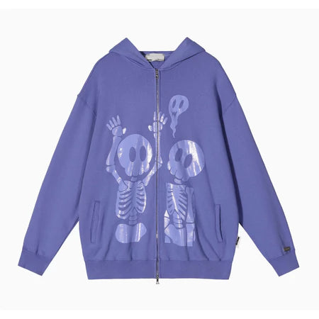 R69 DIED SKELETON HOODIE ZIP