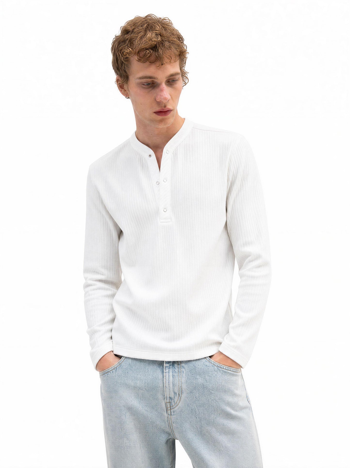 RIBBED STAND LONG-SLEEVE