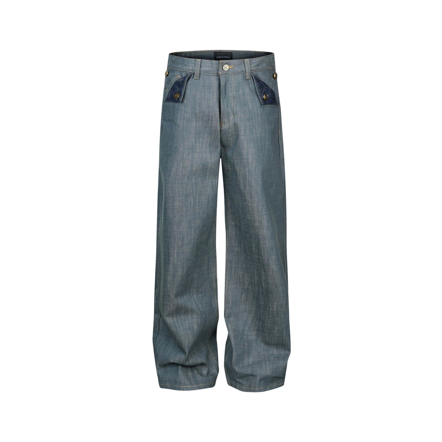 CONTRAST POCKET JEANS PANTS