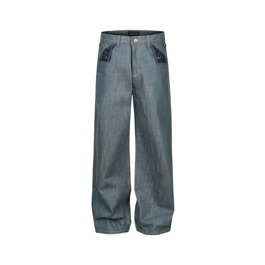 CONTRAST POCKET JEANS PANTS