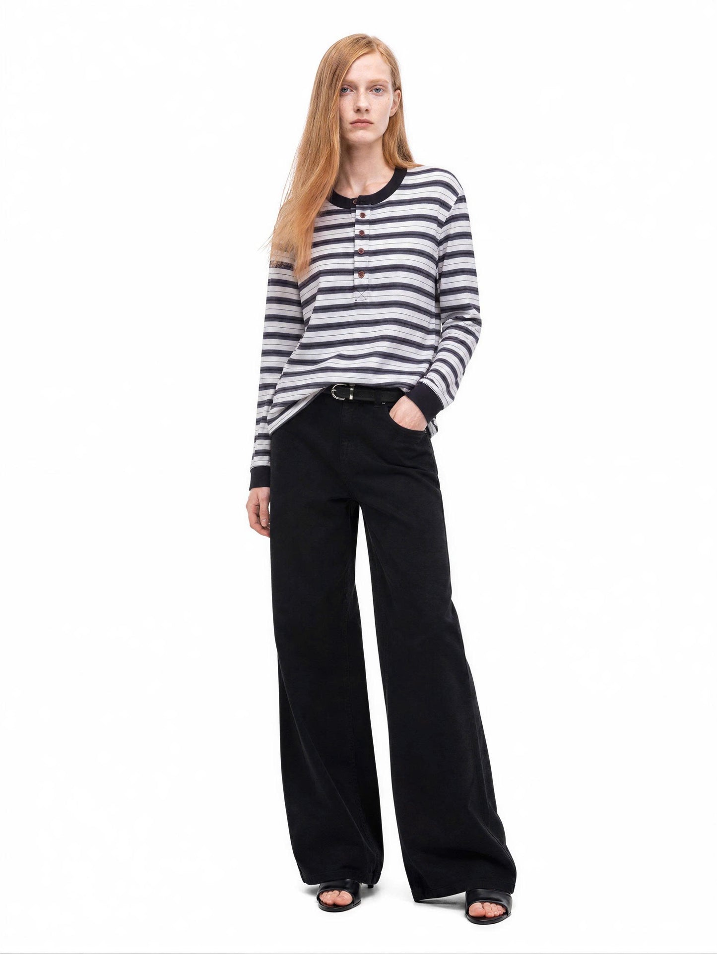 RAW STRIPE HENLEY LONG-SLEEVE