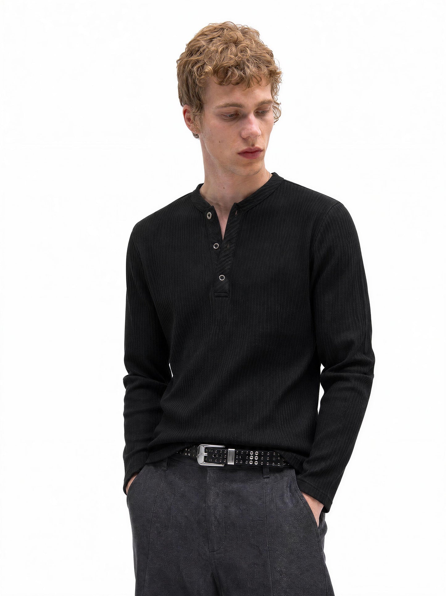 RIBBED STAND LONG-SLEEVE