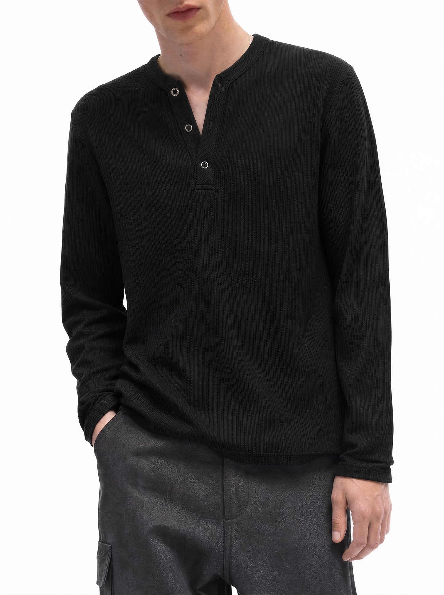 RIBBED STAND LONG-SLEEVE