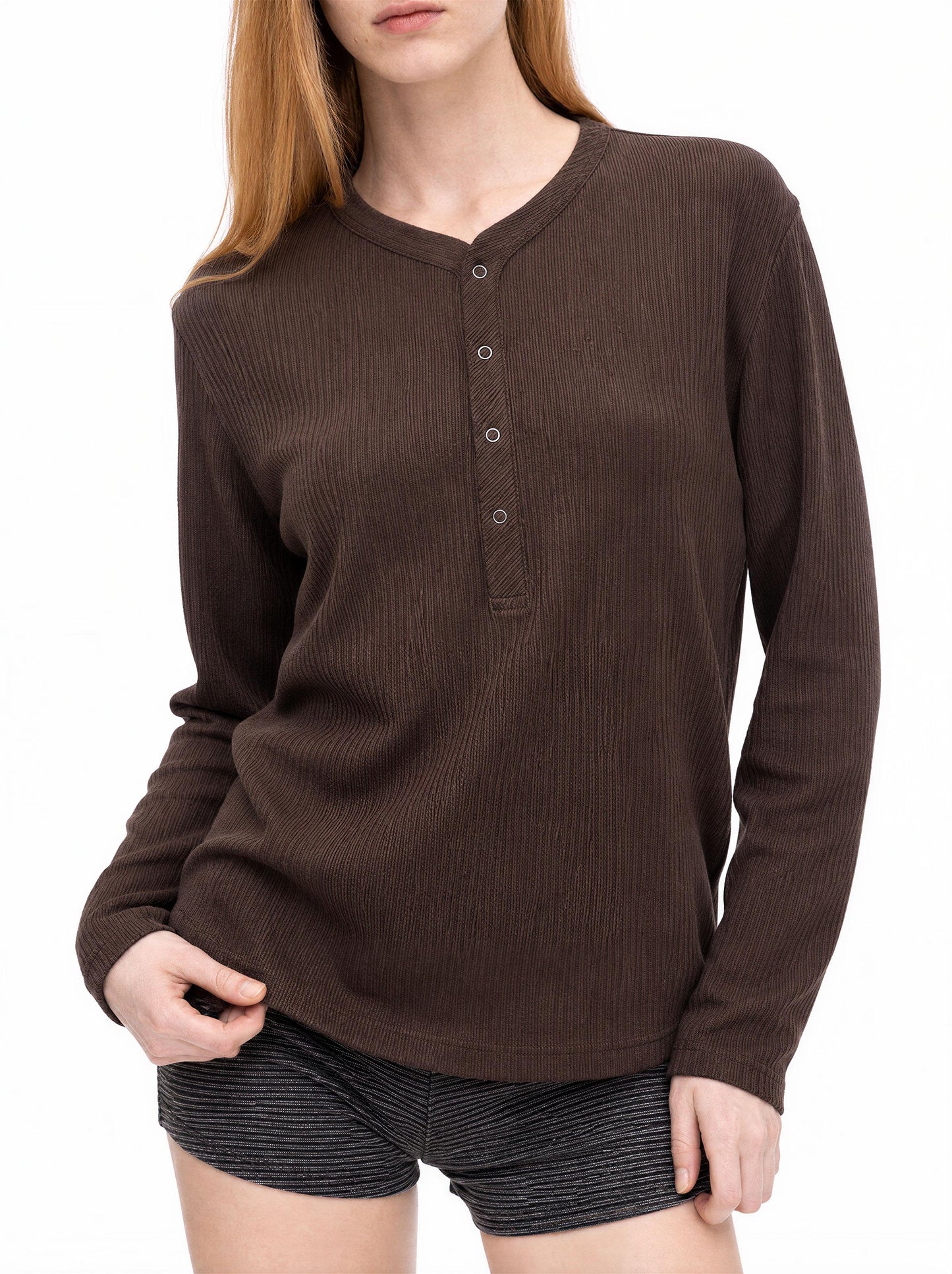 RIBBED STAND LONG-SLEEVE