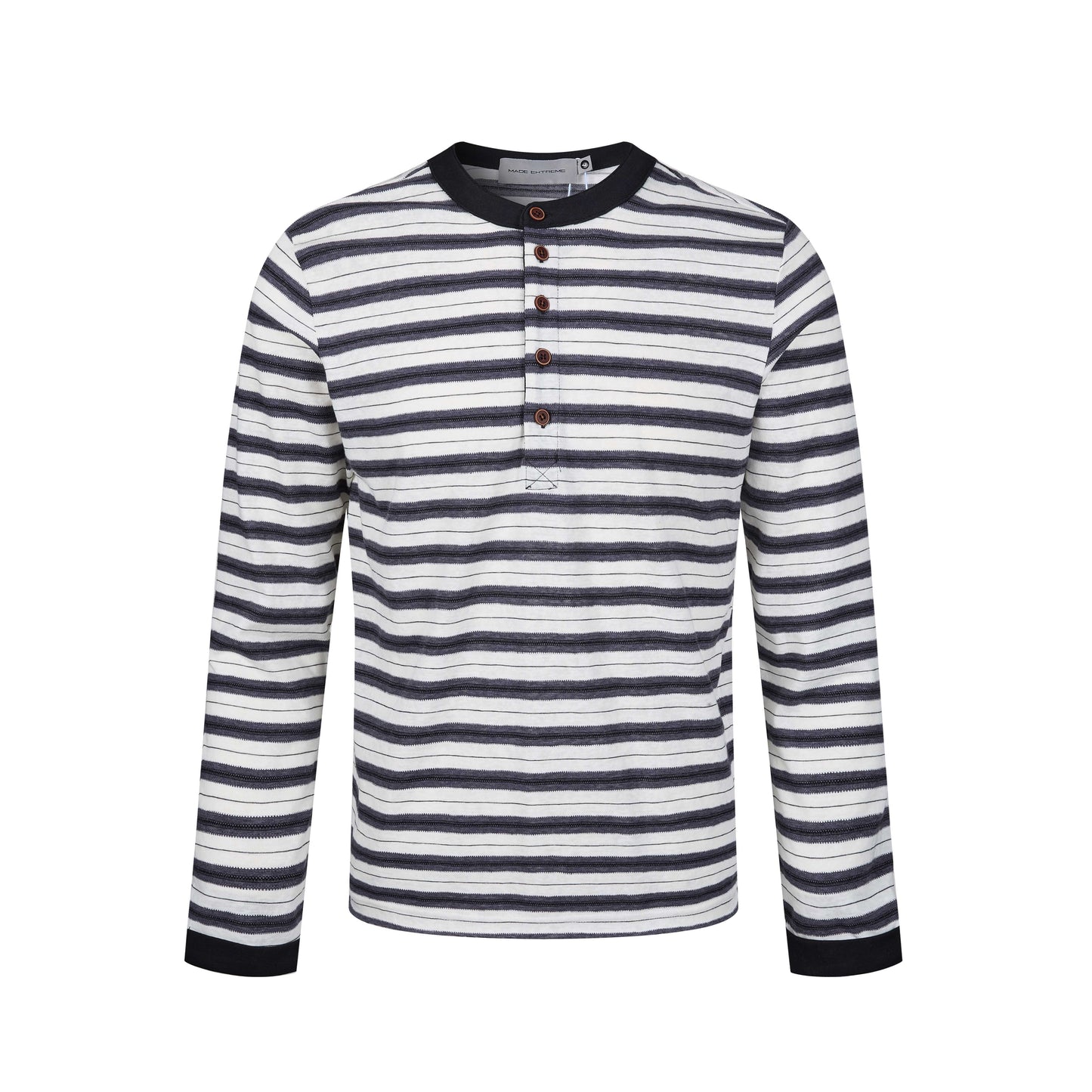 RAW STRIPE HENLEY LONG-SLEEVE
