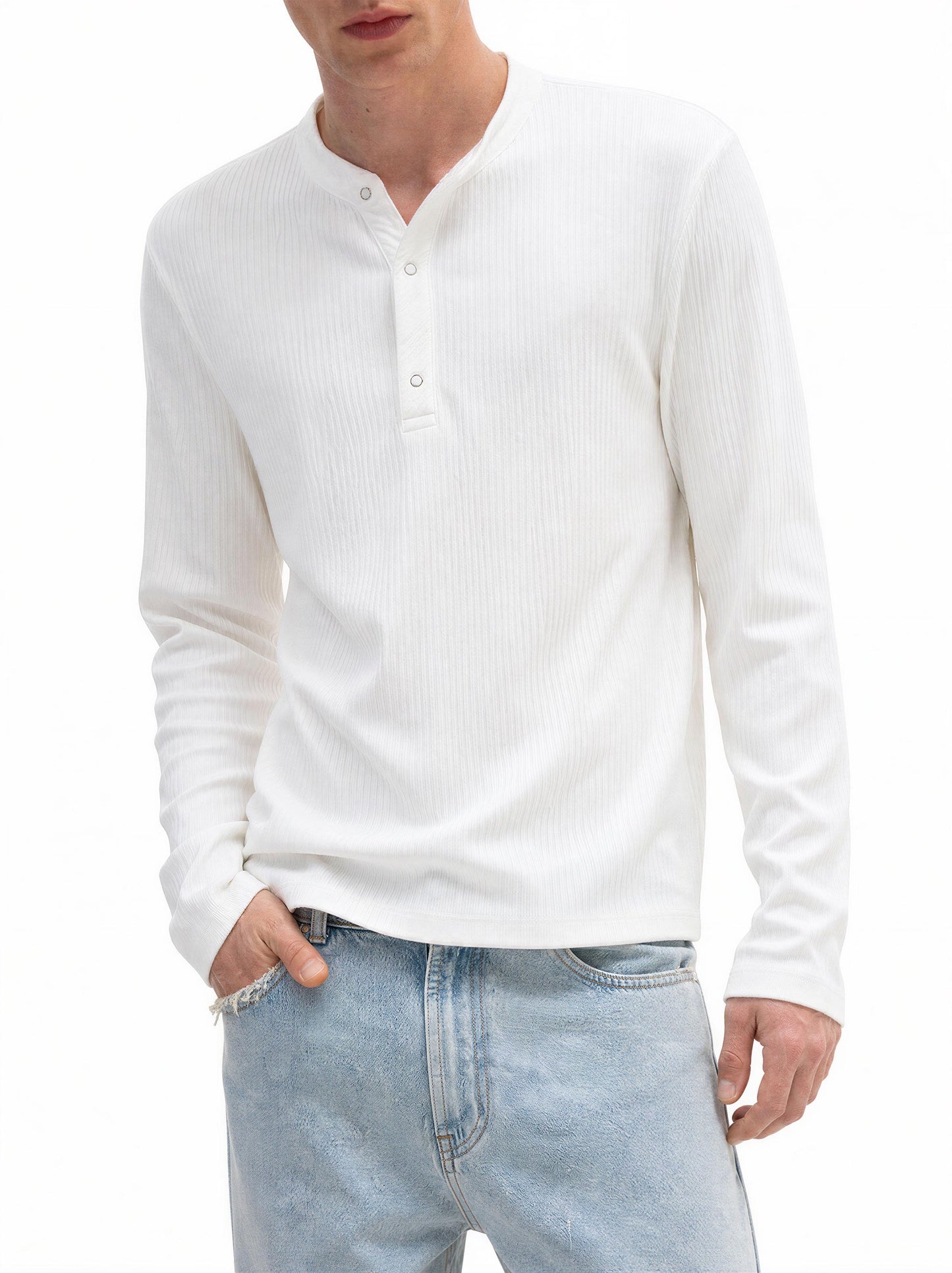 RIBBED STAND LONG-SLEEVE