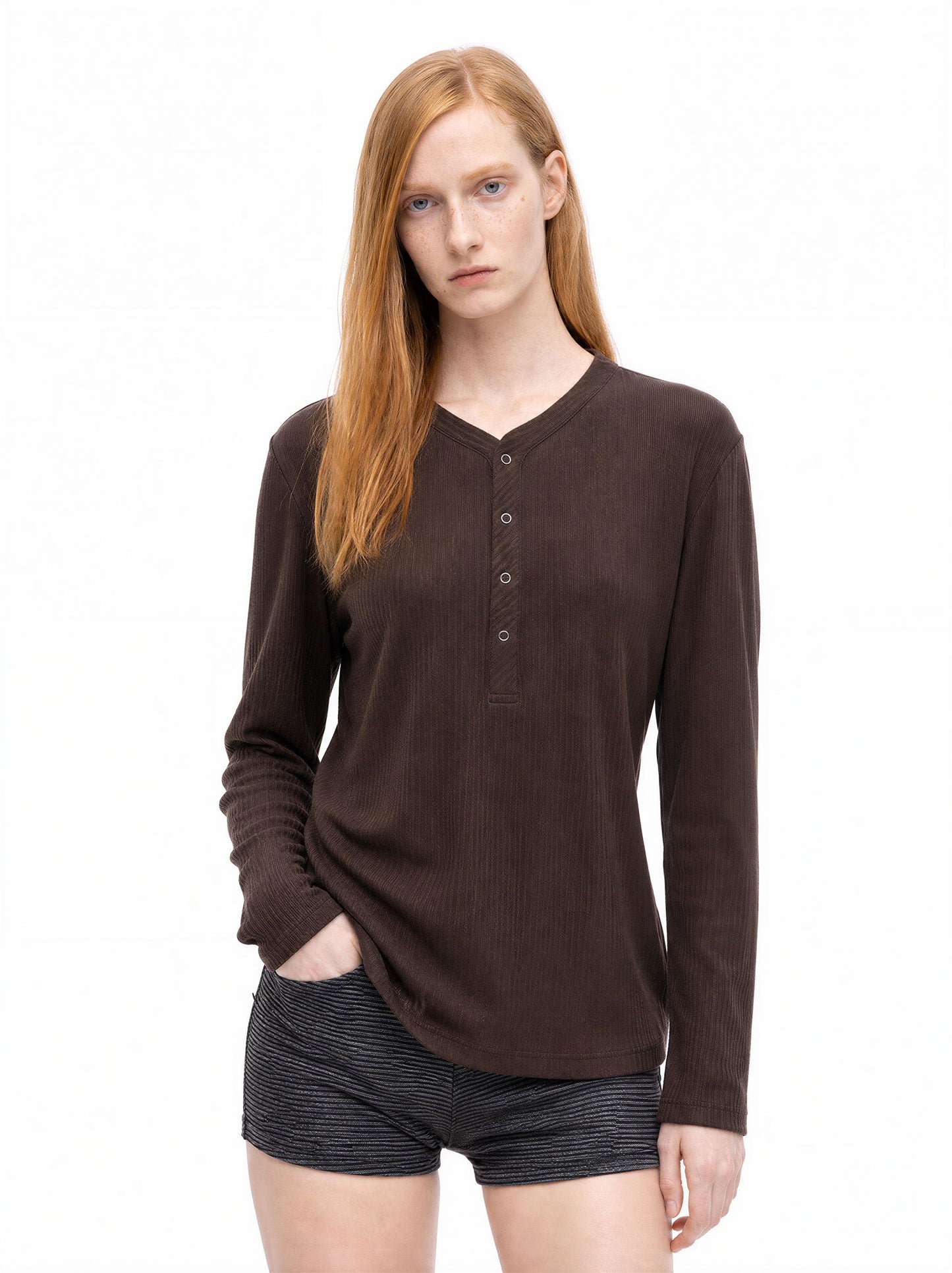 RIBBED STAND LONG-SLEEVE
