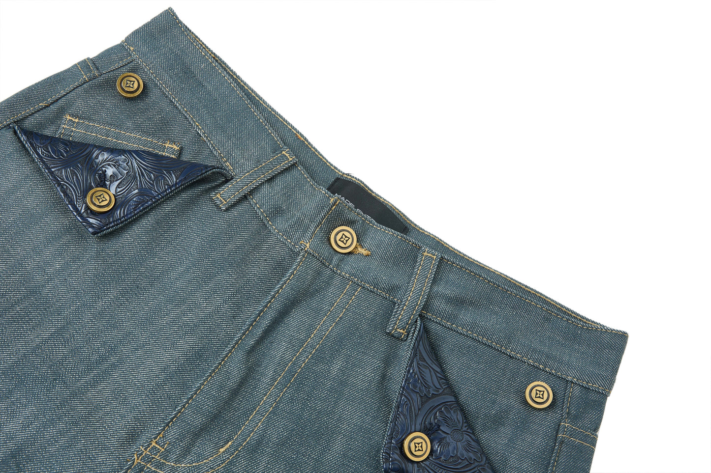 CONTRAST POCKET JEANS PANTS
