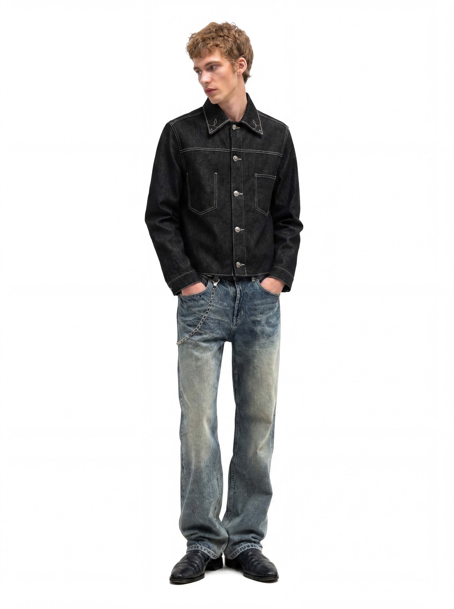CONTRAST STITCH DENIM JACKET