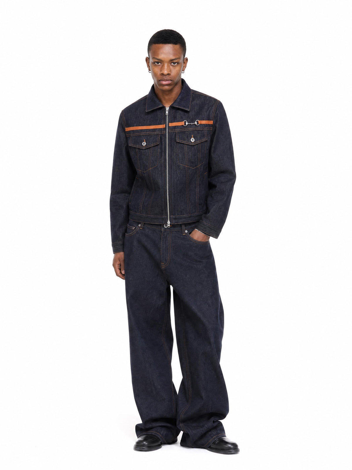 SNAFFLE STRAP RAW DENIM JACKET