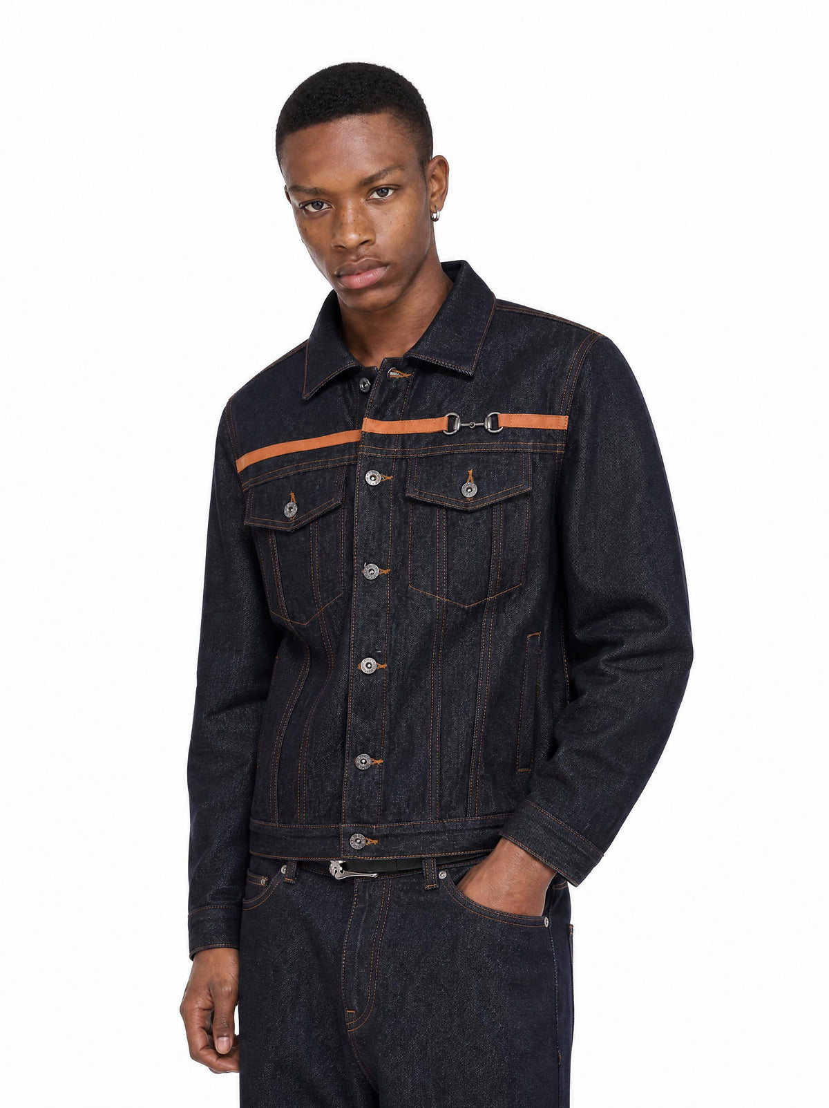 SNAFFLE STRAP RAW DENIM JACKET