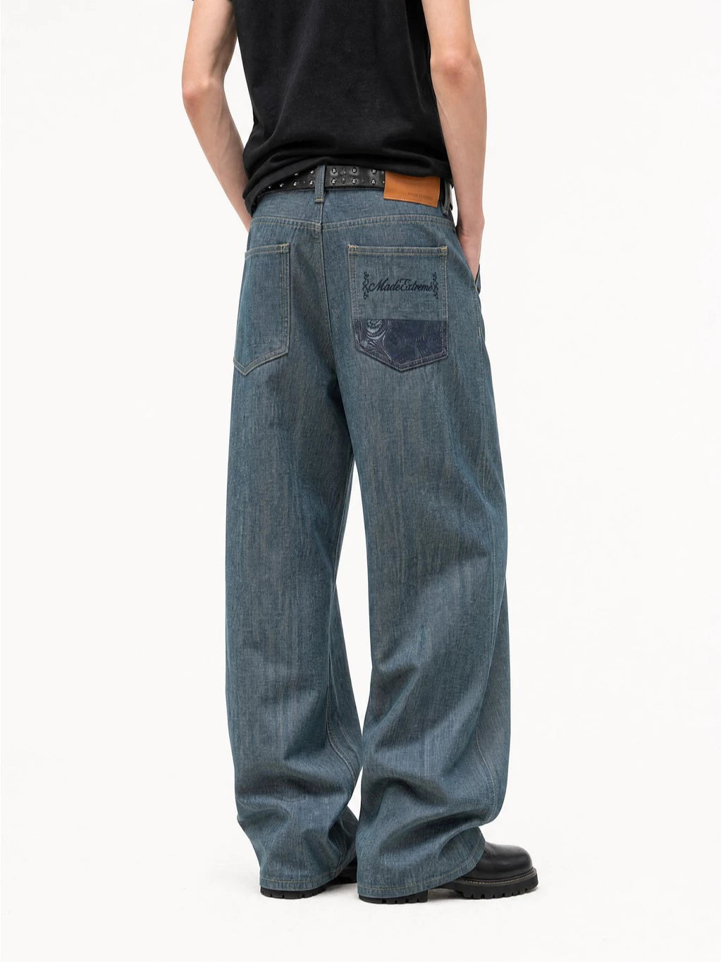CONTRAST POCKET JEANS PANTS